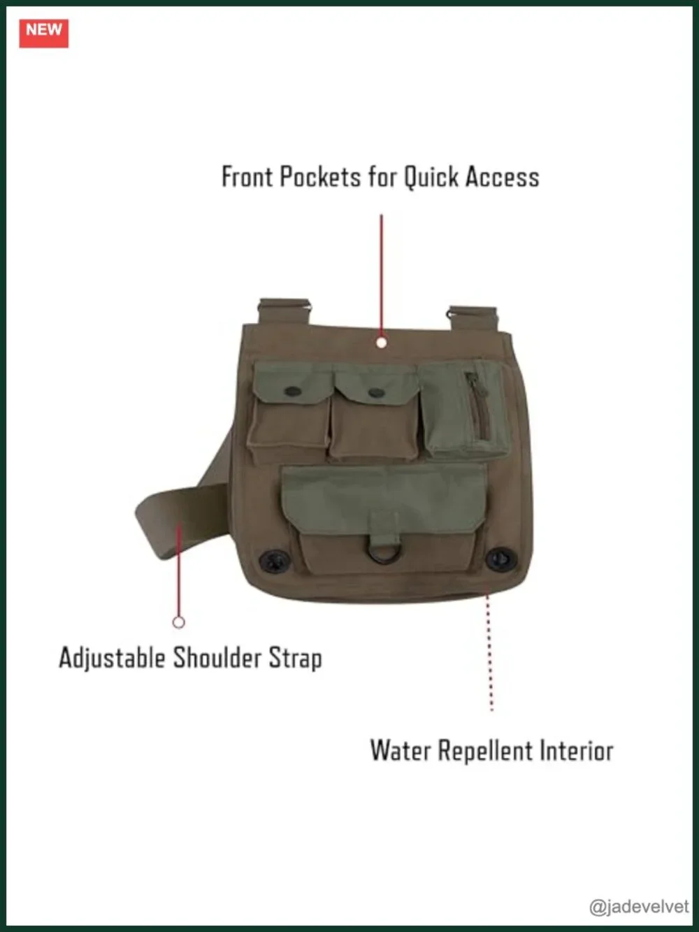 Compact EDC Crossbody Bag with Multi-Compartment